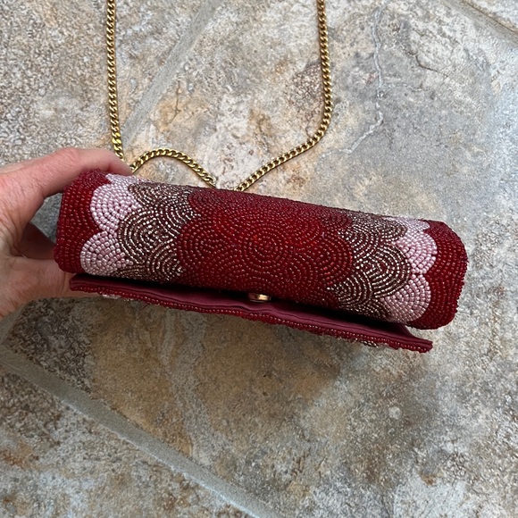 Anthropologie Beaded Petal Clutch Shoulder Bag NWT